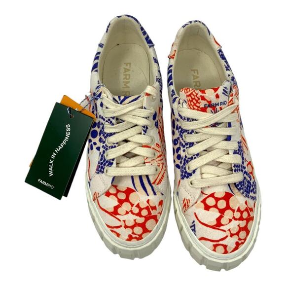 Farm Rio Graphic Lace Up Low Top Platform Sneakers Size 7.5 NWT $220 MSRP - Picture 6 of 10